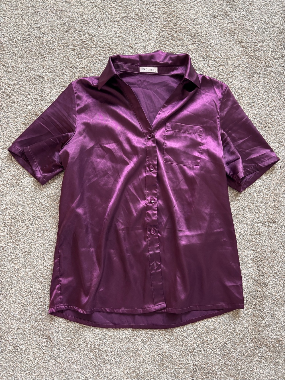 Deep Purple Satin Pajama Set